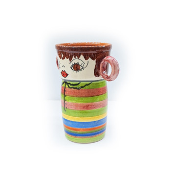 Hand painted clay jar