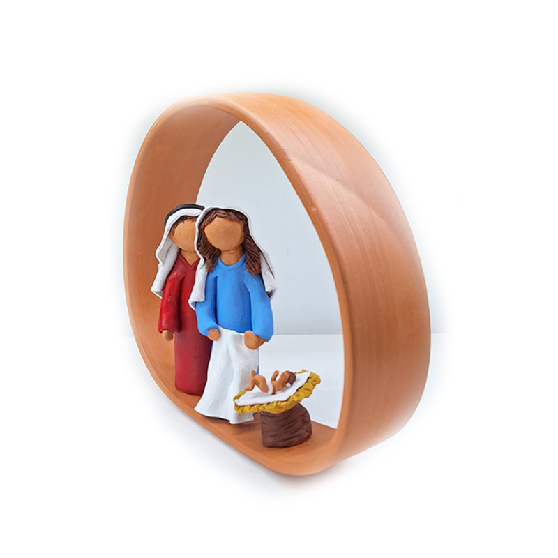 Clay nativity scene with an arch