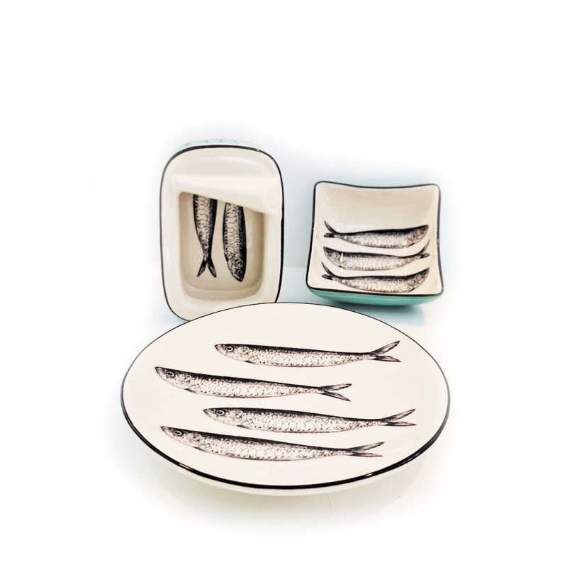 Conjunto em cerâmica-colecção sardinhas