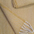 Manta de lã virgem-padrão amarelo em espinha