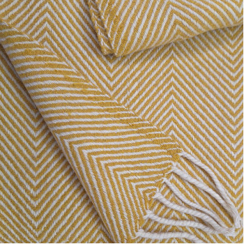 100% Wool blanket-herringbone yellow pattern