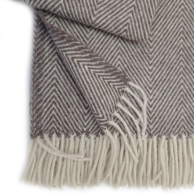 100% Wool blanket-herringbone brown pattern