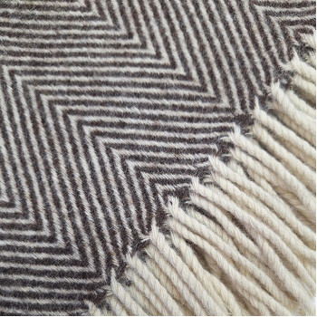 100% Wool blanket-herringbone brown pattern