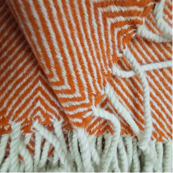 100% Wool Blanket-herringbone orange pattern