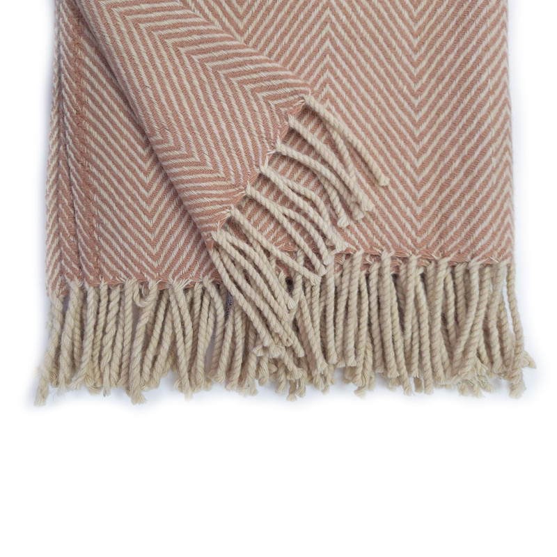 100% Wool blanket-herringbone pink pattern