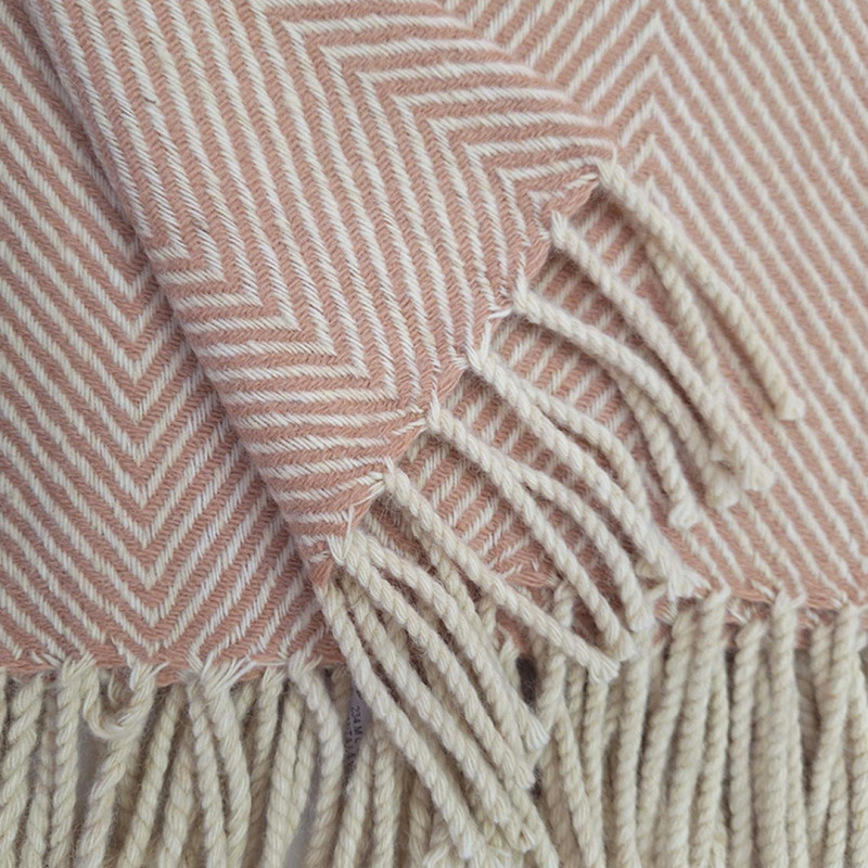 100% Wool blanket-herringbone pink pattern