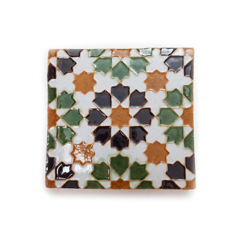 Set of 4 handmade Hispano Arabic relief tiles