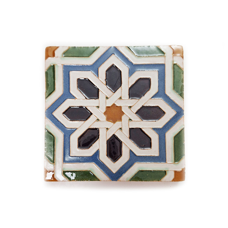 Handmade Hispano Arabic relief tile