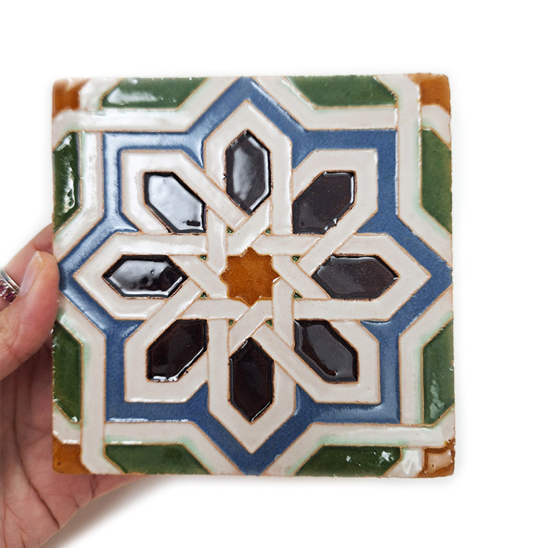 Handmade Hispano Arabic relief tile