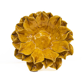 Ceramic flower candle holder -Yellow