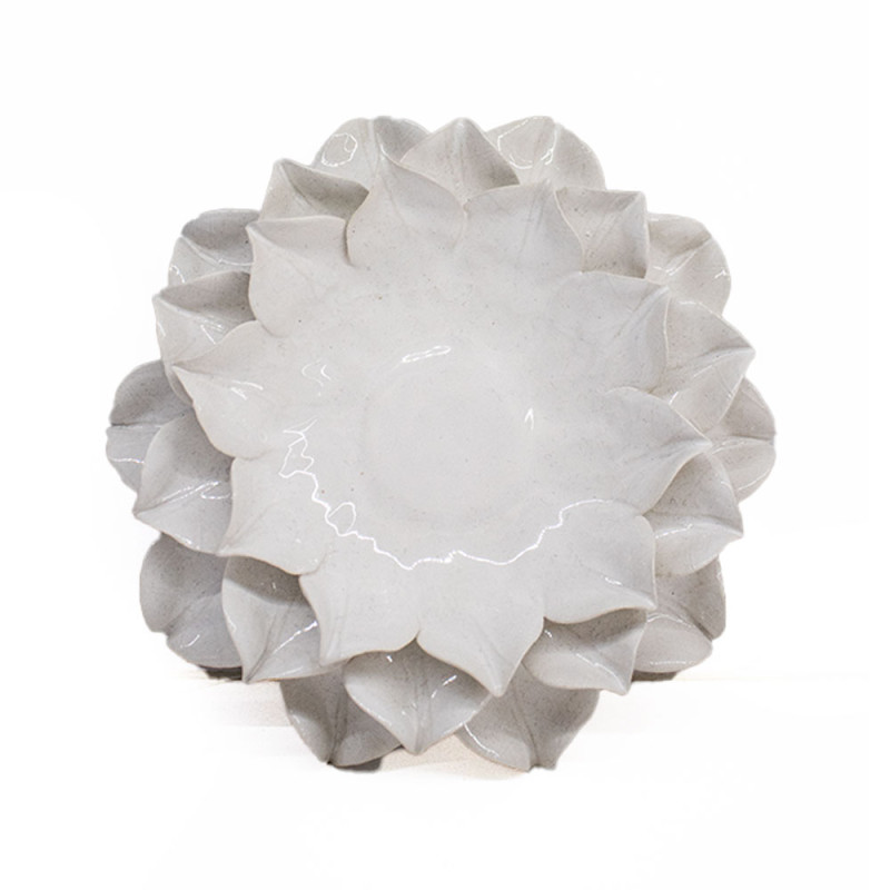 Ceramic flower candle holder -white