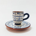 Chávena de café pintada à mão-azul e branco