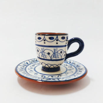 Handmade and hand painted ceramic coffee cup