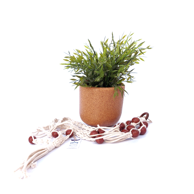 Floreira em cortiça com pendente