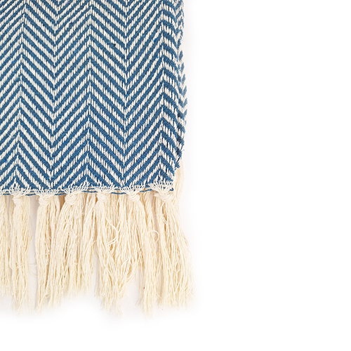 Teal herringbone natural blanket