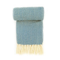 Teal herringbone natural blanket