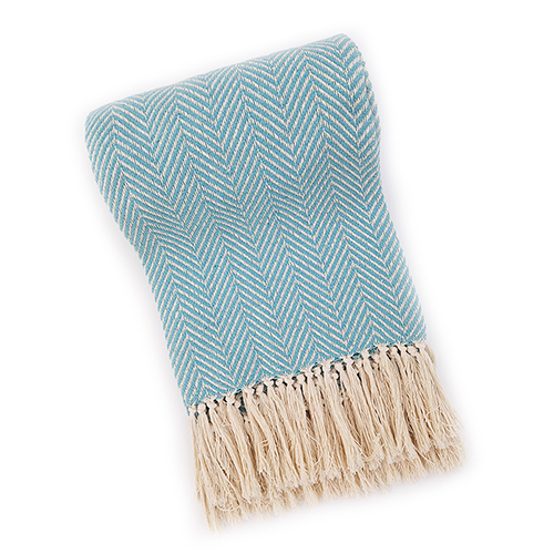 Turquoise herringbone natural blanket