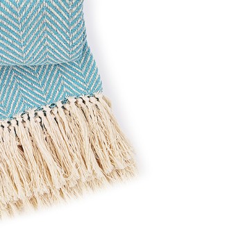 Turquoise herringbone natural blanket