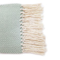 Pastel green herringbone natural blanket