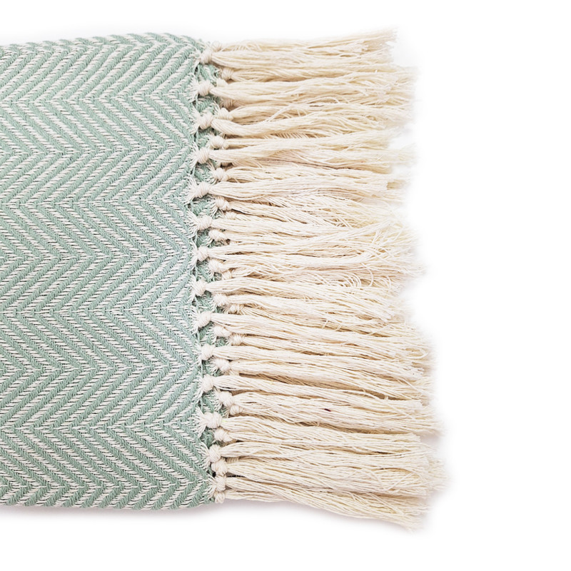 Pastel green herringbone natural blanket