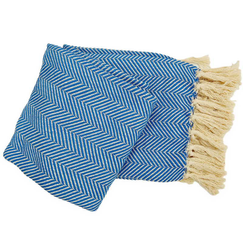 Blue herringbone natural blanket