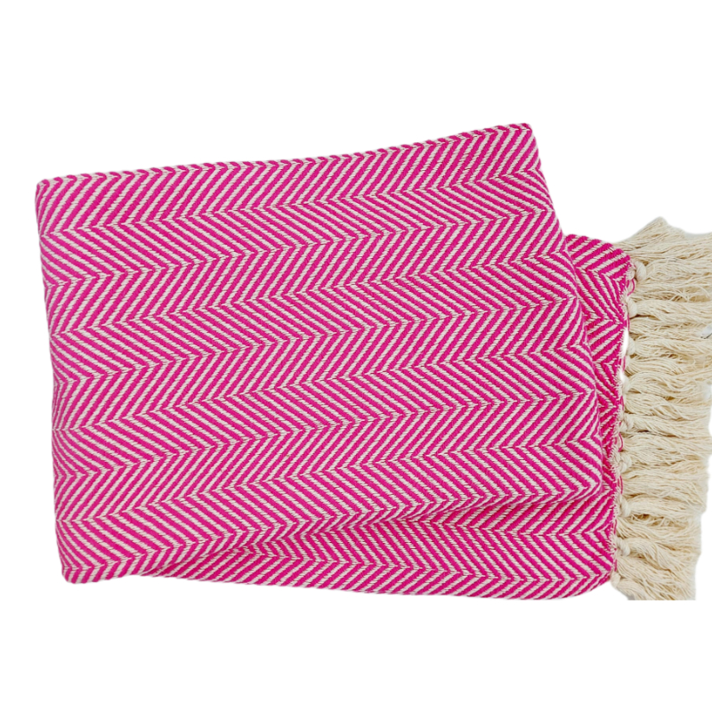 Pink herringbone natural blanket
