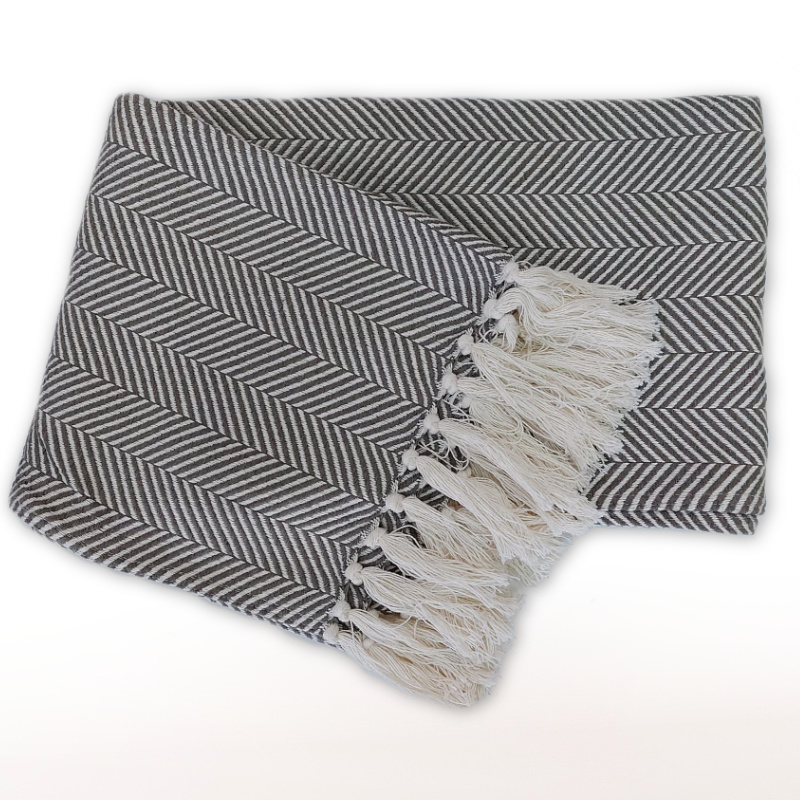 Grey herringbone natural blanket