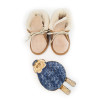 Set of wool boots and ceramic sheep