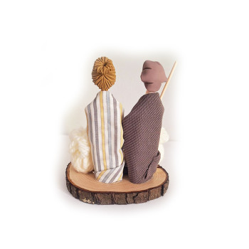 Fabric nativity scene with 2 sheep