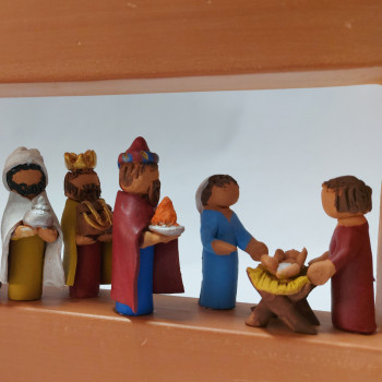 Nativity scene in a frame, handmade
