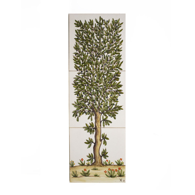 Olive tree in 3 tiles frame